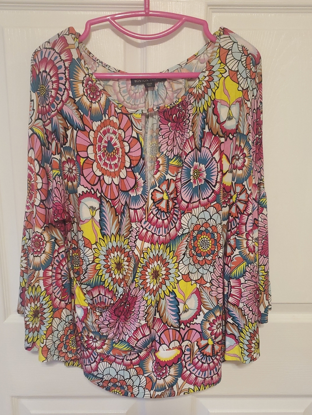 Boston Proper Multicolor Floral Keyhole Tunic